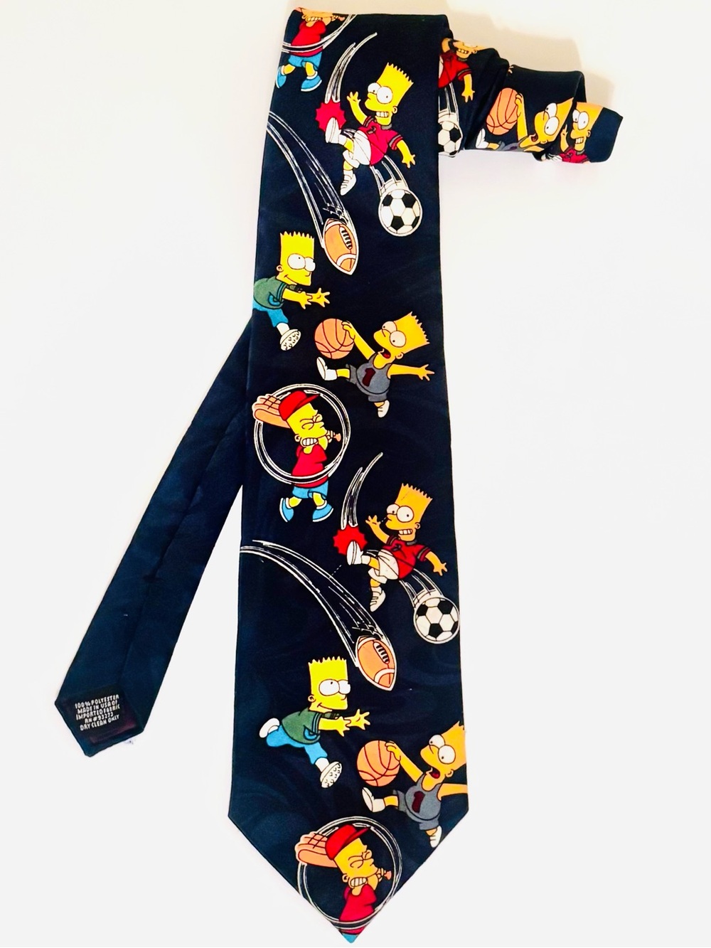 Bart Simpson Sports Necktie 1994 Balancine Hot Cakes Necktie Bart Plays Sports